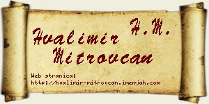 Hvalimir Mitrovčan vizit kartica